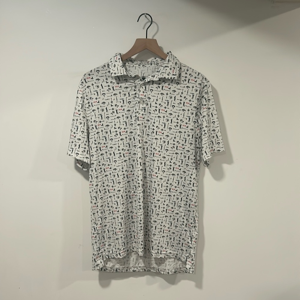 U.S. US OPEN 121st GOLF GOLFING POLO SHIRT Mens L All Over Print USGA